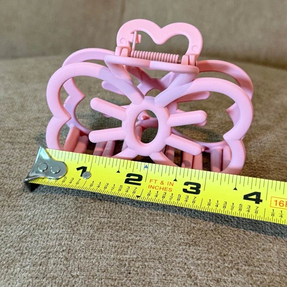 Matte Pink Butterfly Heart Hair Claw Clip Large Butterfly Jaw Clip Accessory